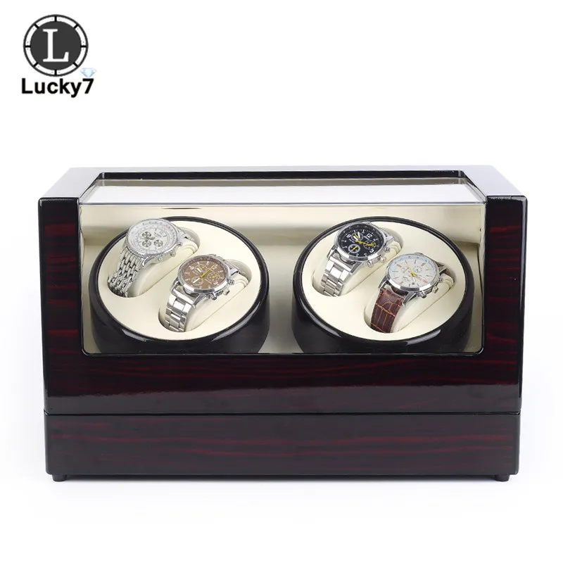 Double-headed 4-digit Watch Storage Box With Light Transparent Watch Box PU Leather Watch Organizer Display