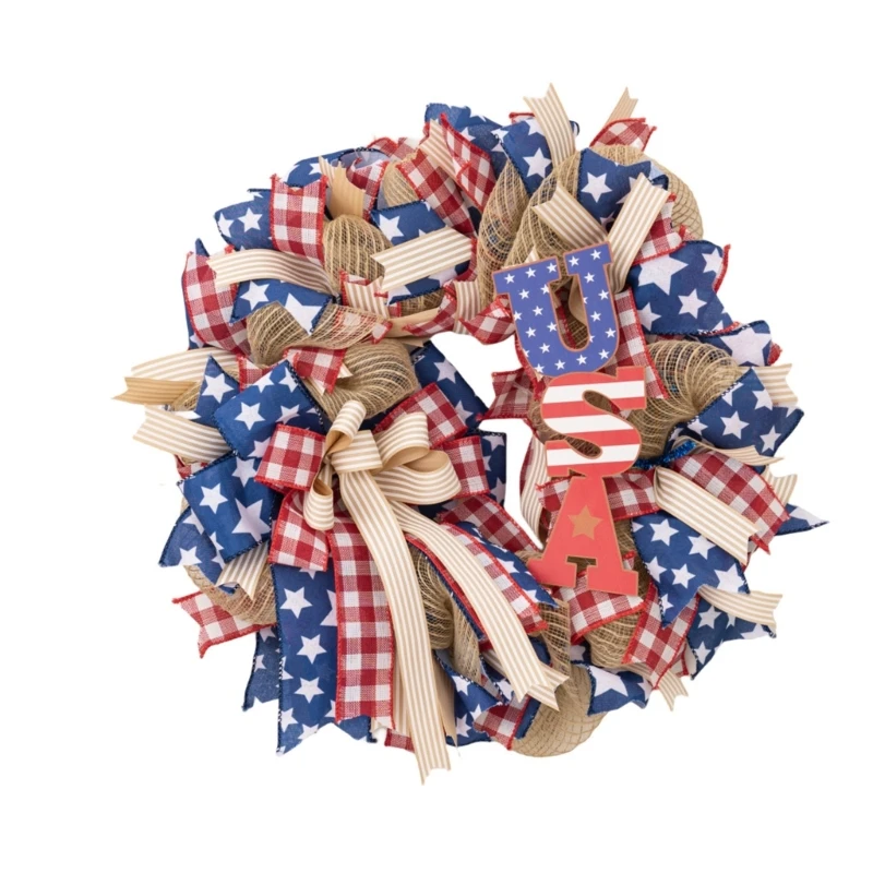 Patriotics Wreath for Front Door,4th of Julys Independences Day Wreath Memorials Day Americana Wreath Window Wall Decors