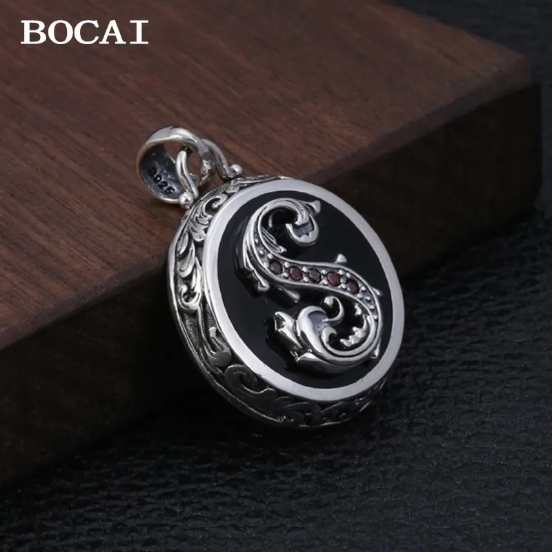 

BOCAI NEW S925 Sterling Silver Personalized Creative Inlaid with Zircon Vine Grass Pattern Pendant for Men and Women