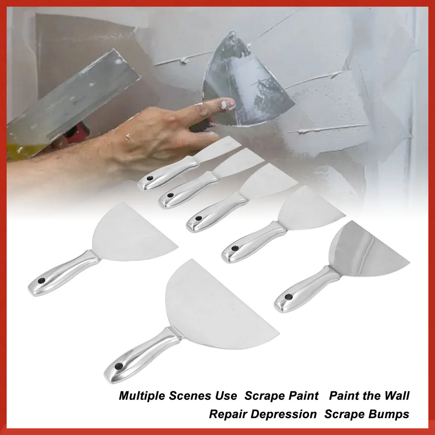 

7Pcs Putty Knife Paint Scraper for Repairing Drywall Removing Wallpaper Applying Putty Plaster Cement Drywall Hand Tool Kit