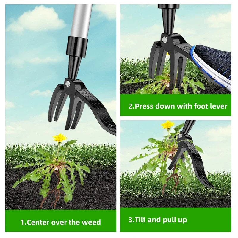 Stand Up Weed Puller Claw Tool Aluminum Alloy Weeding Head Replacement Garden Foot Pedal Digging Grass Shovel Root Remover