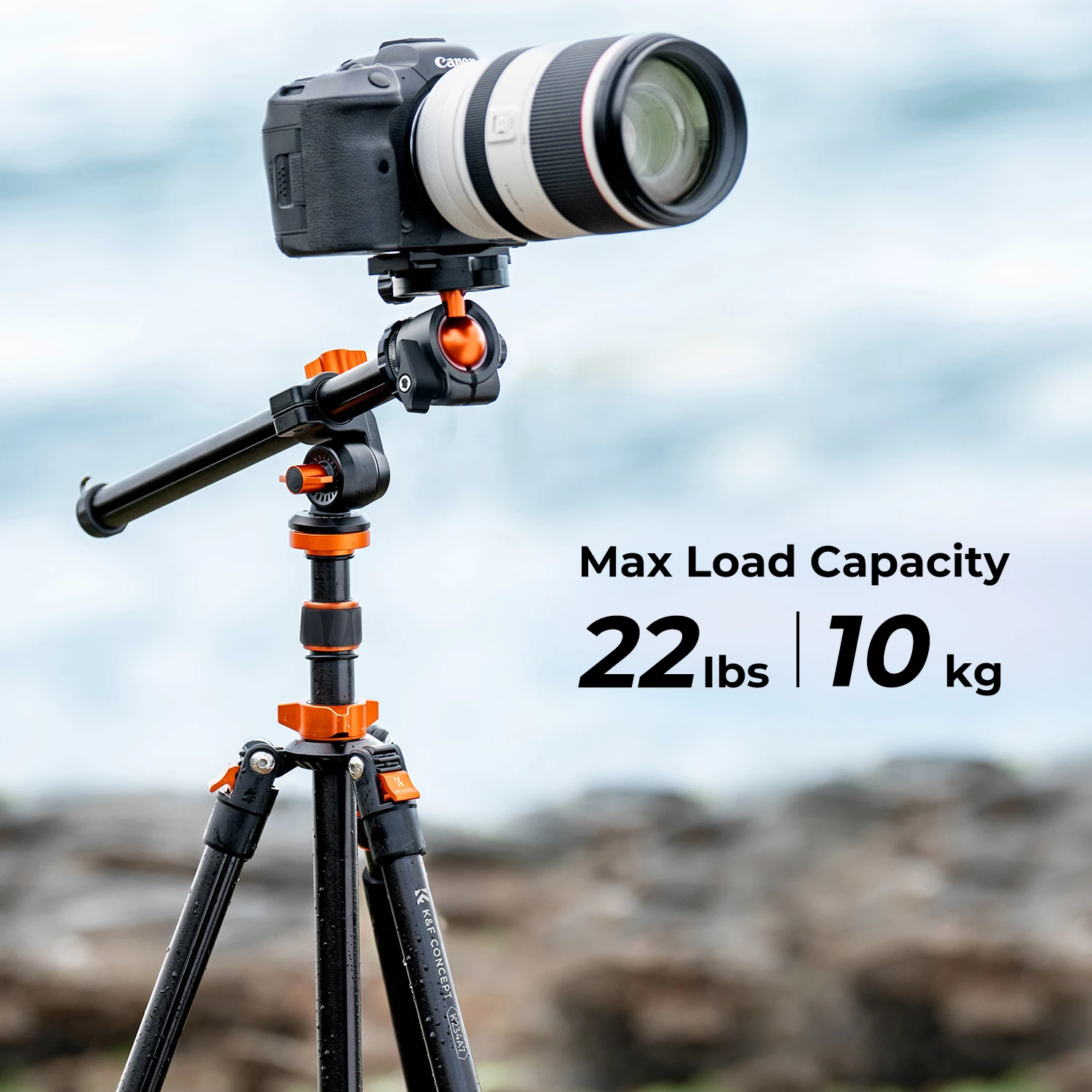 K&F Concept 78 inch DSLR Camera Tripod 22lbs/10kg Load Capacity Magnesium Alloy Rotatable MultiAngle Center Column Camera Tripod