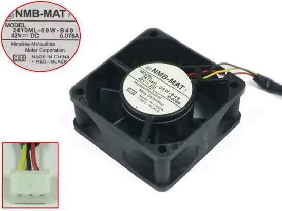 

NMB-MAT 2410ML-09W-B49 C08 DC 42V 0.076A 60x60x25mm Server Cooling Fan