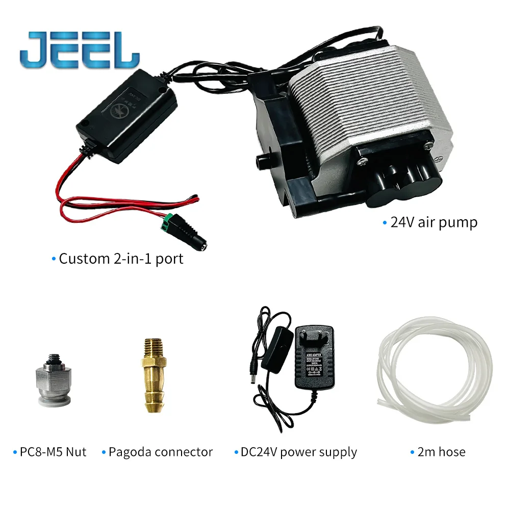 Bomba de asistencia de aire láser, compresor de aire para máquina de grabado láser de 10W y 20W, velocidad ajustable, bajo ruido, baja vibración