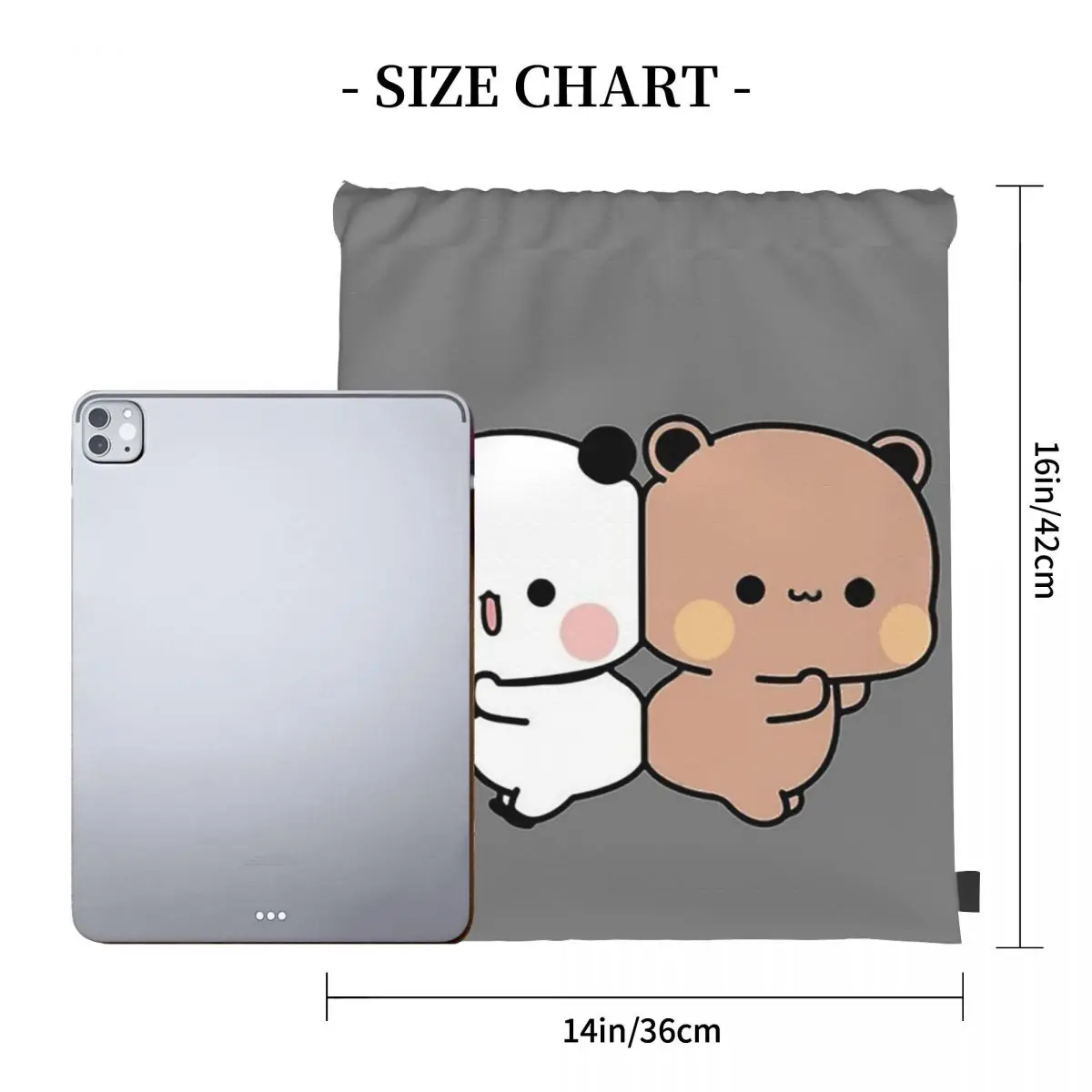 Cute DuDu Bear And BuBu Panda Couple Backpacks Fashion Portable Drawstring Bags Sports Bag Book Bags For Travel School