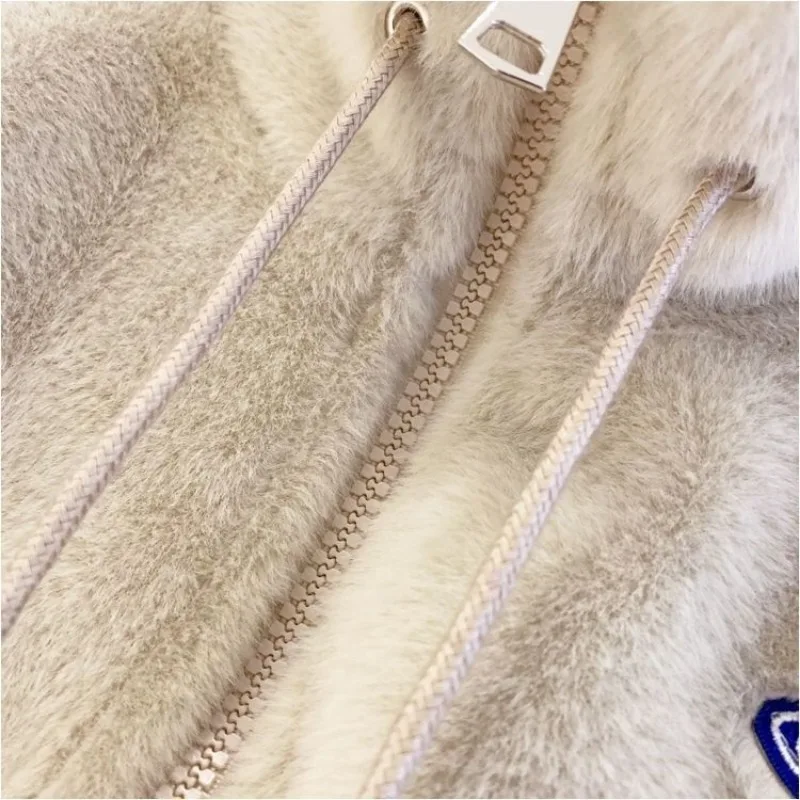 2023 New Women Faux Fur Coat Winter Loose Thicken Warm Outwear Imitation Mink Stand Collar Short Cotton Jacke Fashion Casual Top