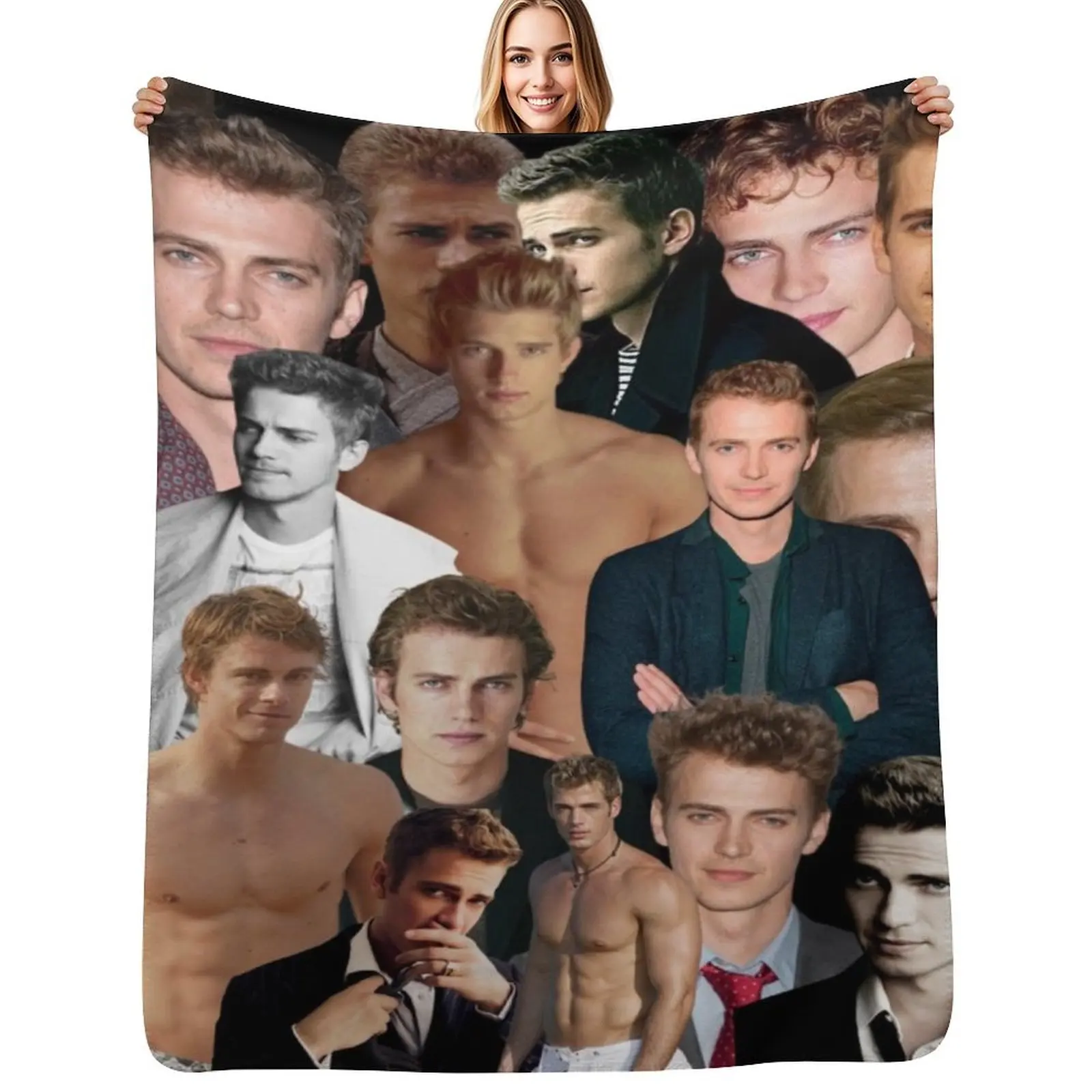 

hayden christensen photo collage Throw Blanket Decorative Sofas Vintage Flannel Fabric Extra Large Throw Blankets