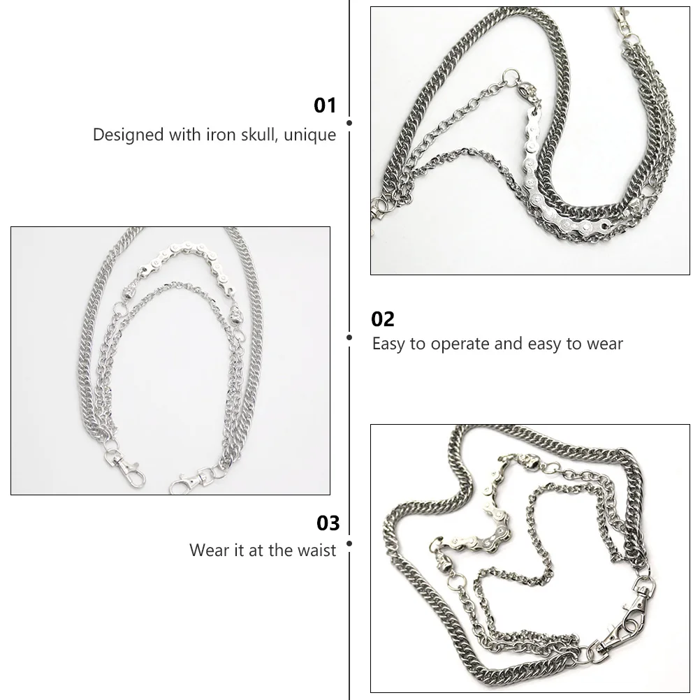

1 pc Pants For Men Iron Trousers Hip Hop Waist Belt Trousers Accessories Wallet Chain Man Pants Chain
