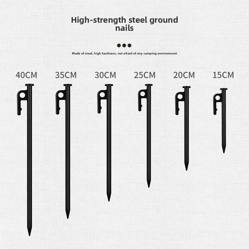 

Heavy-Duty Outdoor Tent Black Steel Camping Tent Beach Tent Canopy Ground Pegs