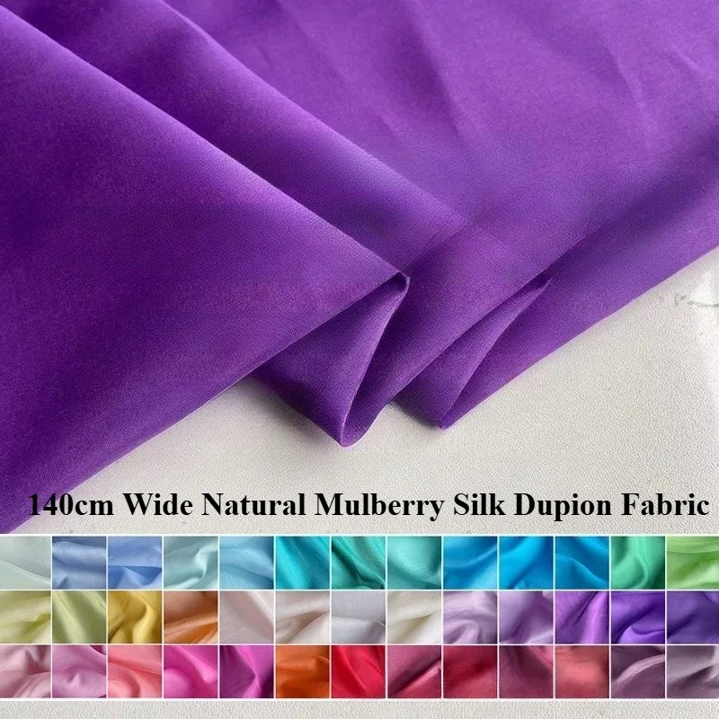 

140cm Wide Natural Mulberry Silk Dupion Fabric for Solid Color Clothing Dresses Shirts Curtains Fabrics Diy Sewing Cloth