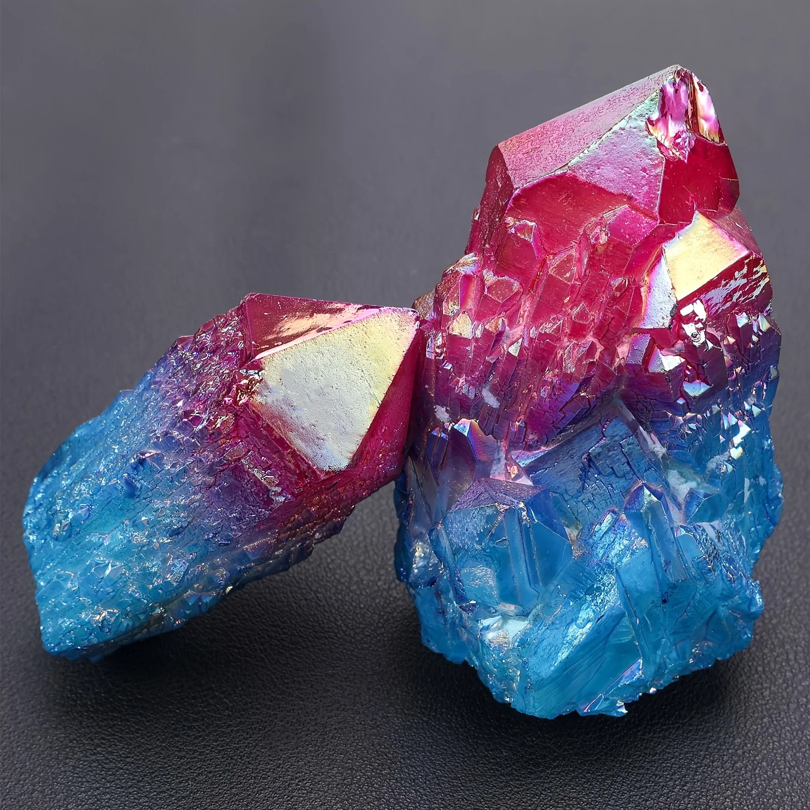 Rainbow Aqua Aura Quartz Clusters Electroplated Crystal Cluster Quartz Crystal Gemstone, used for therapy, meditation, gifts