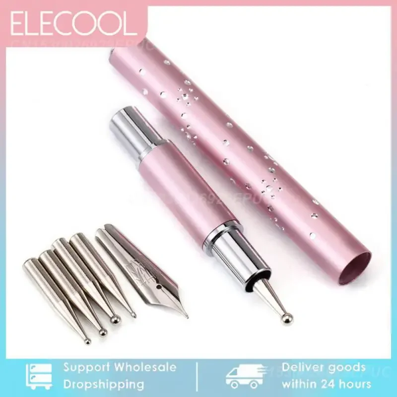 5In1Nail Art Dotting Pen Fountain Pen Tip Painting Drawing Carving Dotting Pen FlatFan Liner Acrylic Gel UV Polish Tool Manicure