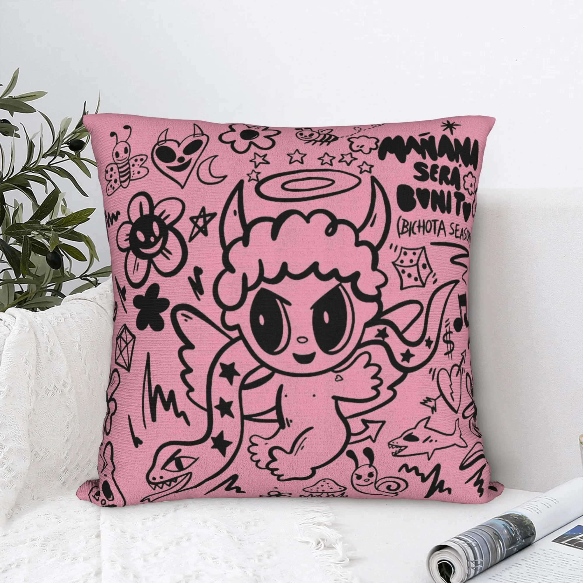 Karol G Bichota Season Pillowcase Printed Fabric Cushion Cover Decorative Bichota Heart Throw Pillow Case Cover Sofa Square