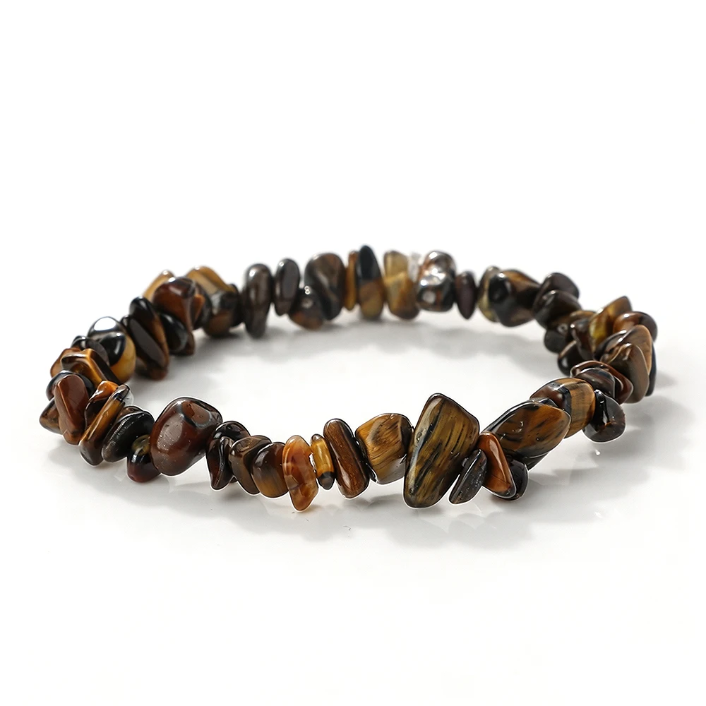 Natural Tiger Eye Stone Bracelet For Men Irregular Stretch Chip beads Bracelets Handmade Wristband Women Yoga Meditation Jewelry