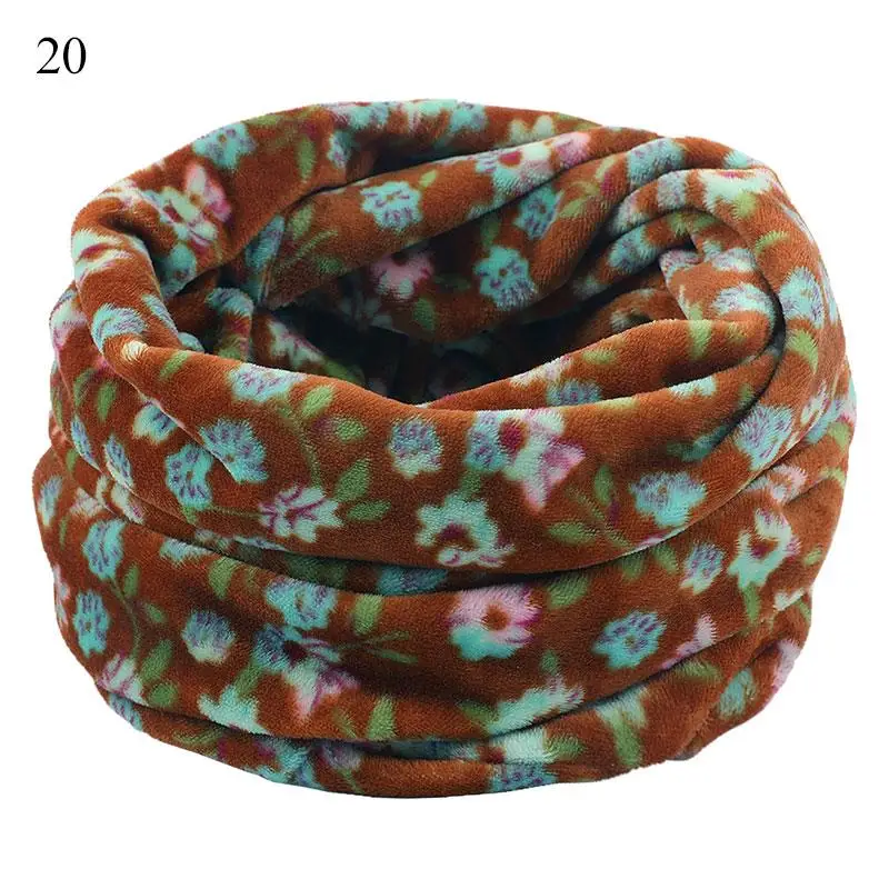 Vintage Snood Scarves Ring Men Women Unisex Winter Soft Fleece Neck Scarf Double Layer Knitted Neck Scarves Warmer Printed Scarf