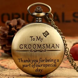 The best gift for the groomsmen, thank you for being a part of our special day bronze/black quartz pocket watch vintage wedding