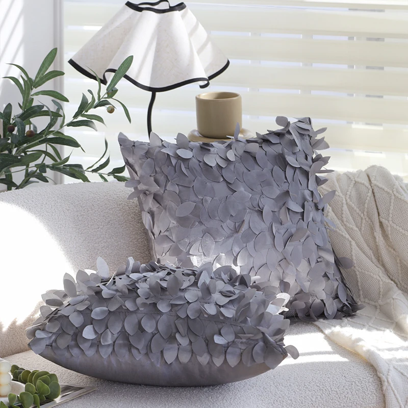 

Gray Cushion Cover 3D Creative Leaves for Indoor Sofa Living Room Decoration Fashion Pillow Cover Home Decor Funda Cojin 43x43cm