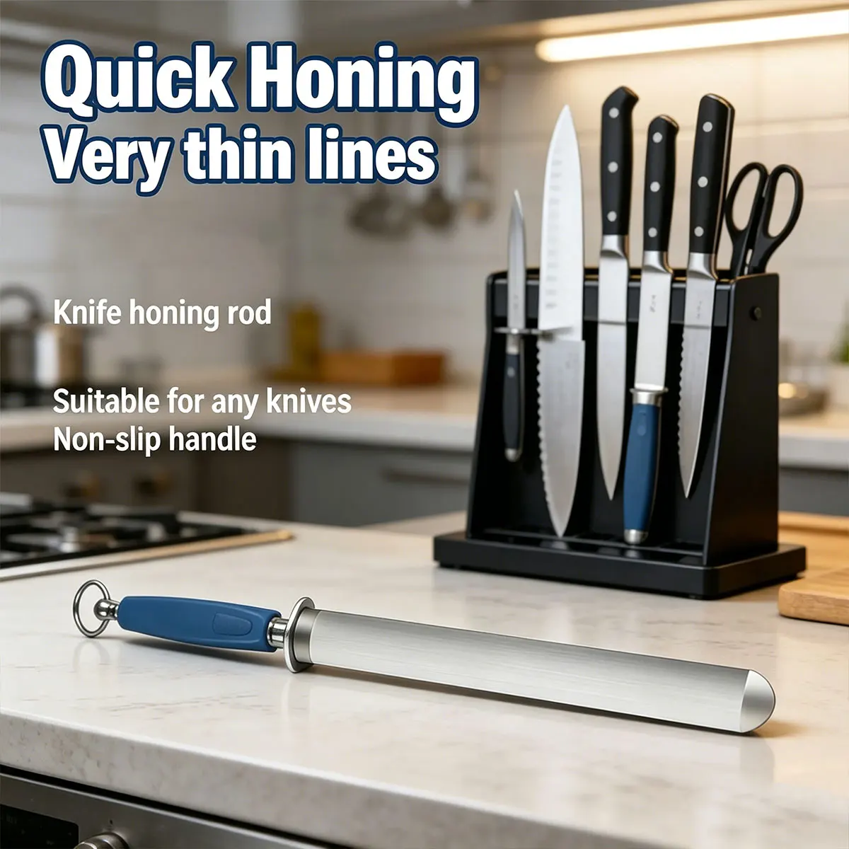 

Knife Sharpening Stick - Professional Butcher's Sharpening Rod Ideal for Kitchen Knives and Small Blades Compact Sharpening Tool
