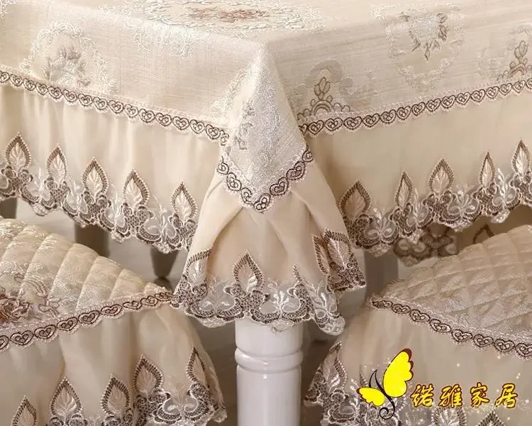 Top grade milky  square table cloth chair covers cushion tables and chairs bundle chair cover lace cloth round set tablecloths