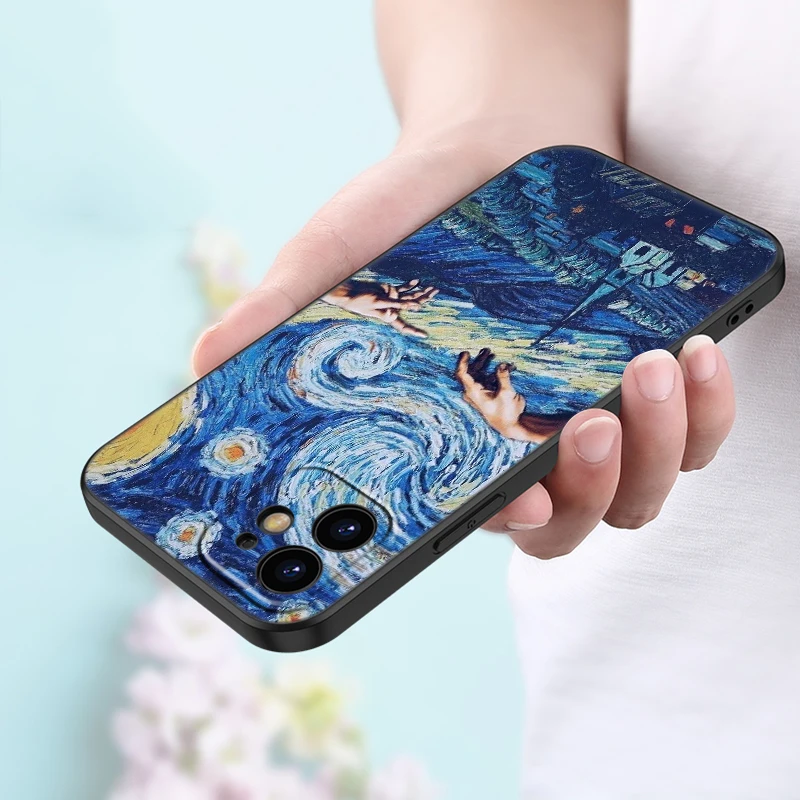 Van Gogh Olieverfschilderij Zwarte Telefoon Case Voor Xiaomi Redmi Note 13 Pro 12 11E Pro Plus 11S 11T 10 Pro 10T 5G 10S Cartoon Cover