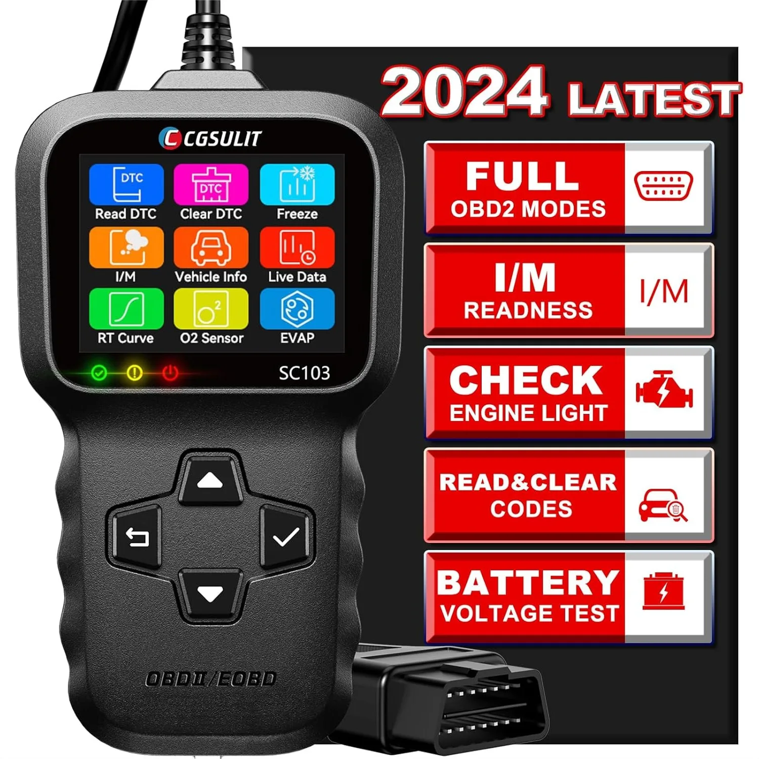

OBD2 Scanner Car Code Reader with Live Data Stream for Engine Light Diagnosis and Smog Check Since 1996