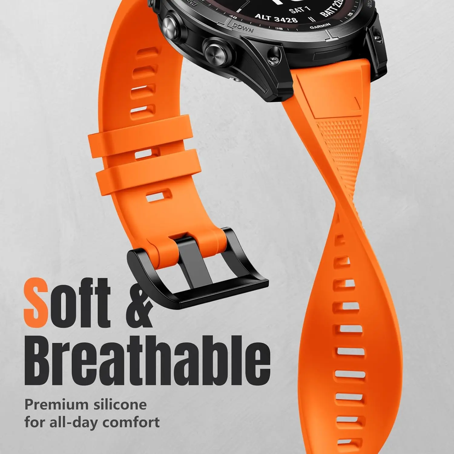 Compatibile con cinturino per orologio in silicone Garmin Fenix 5, 5 Plus, 6, 6 Pro, 7, 7X, 6X, 6XPro, 5X, 5X Plus/Forerunner 955/945/935