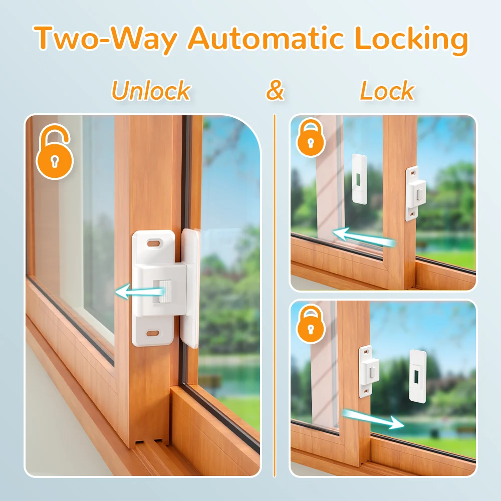 SAFELON 4 Pcs Childproof Sliding Window Locks, Two-way Automatic Locking Design window Locks For Toddler