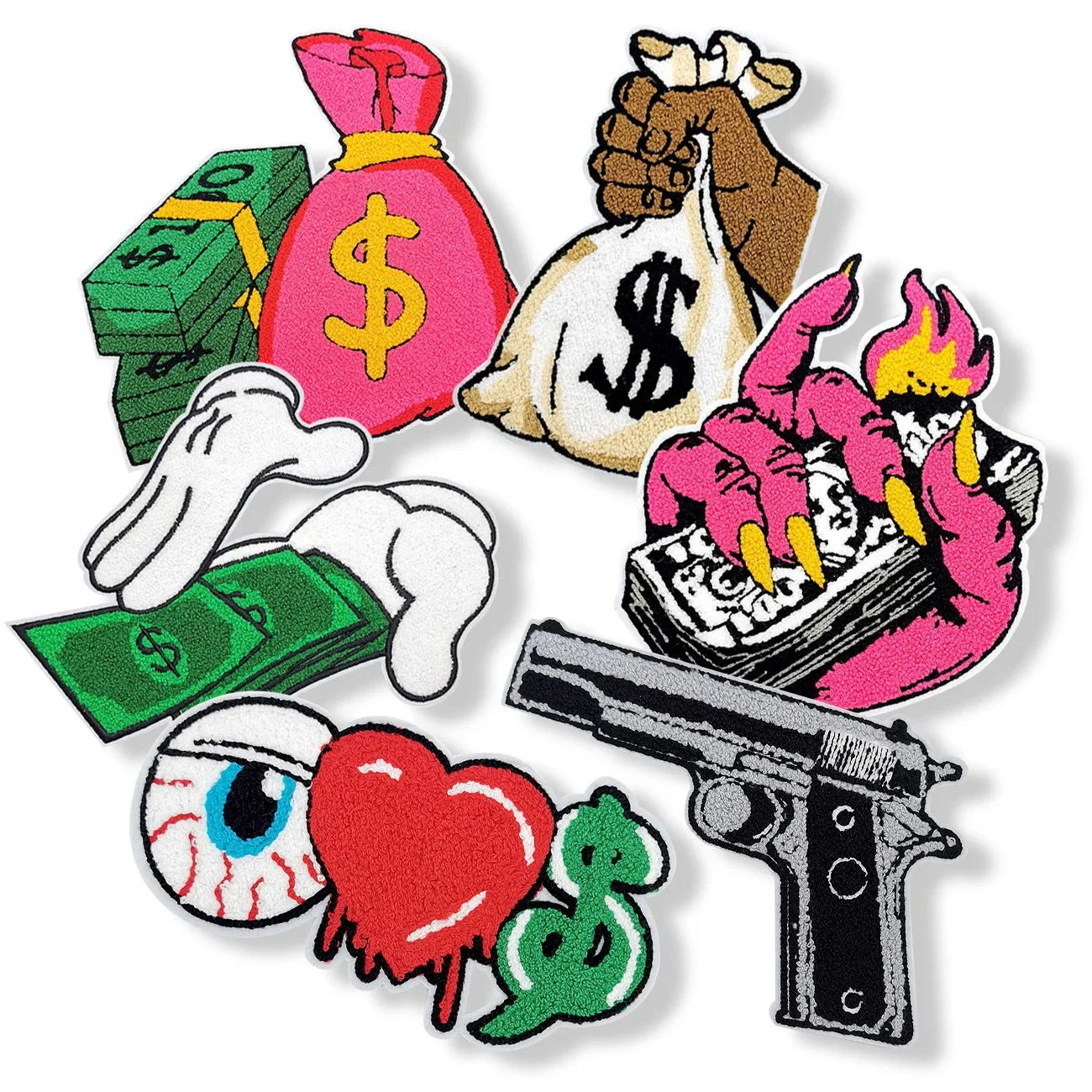 Dollar Coming Embroidery Patch Clothes Stickers Flying Money Cute Cheap Patches For Clothing Bag Sew On Applique Badge