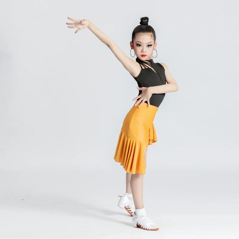 Girl Latin Dance Dress Ballroom Children Dance Costume Salsa Tango Dresses Rumba Cha Cha Stage Performance Practice Dance Dress