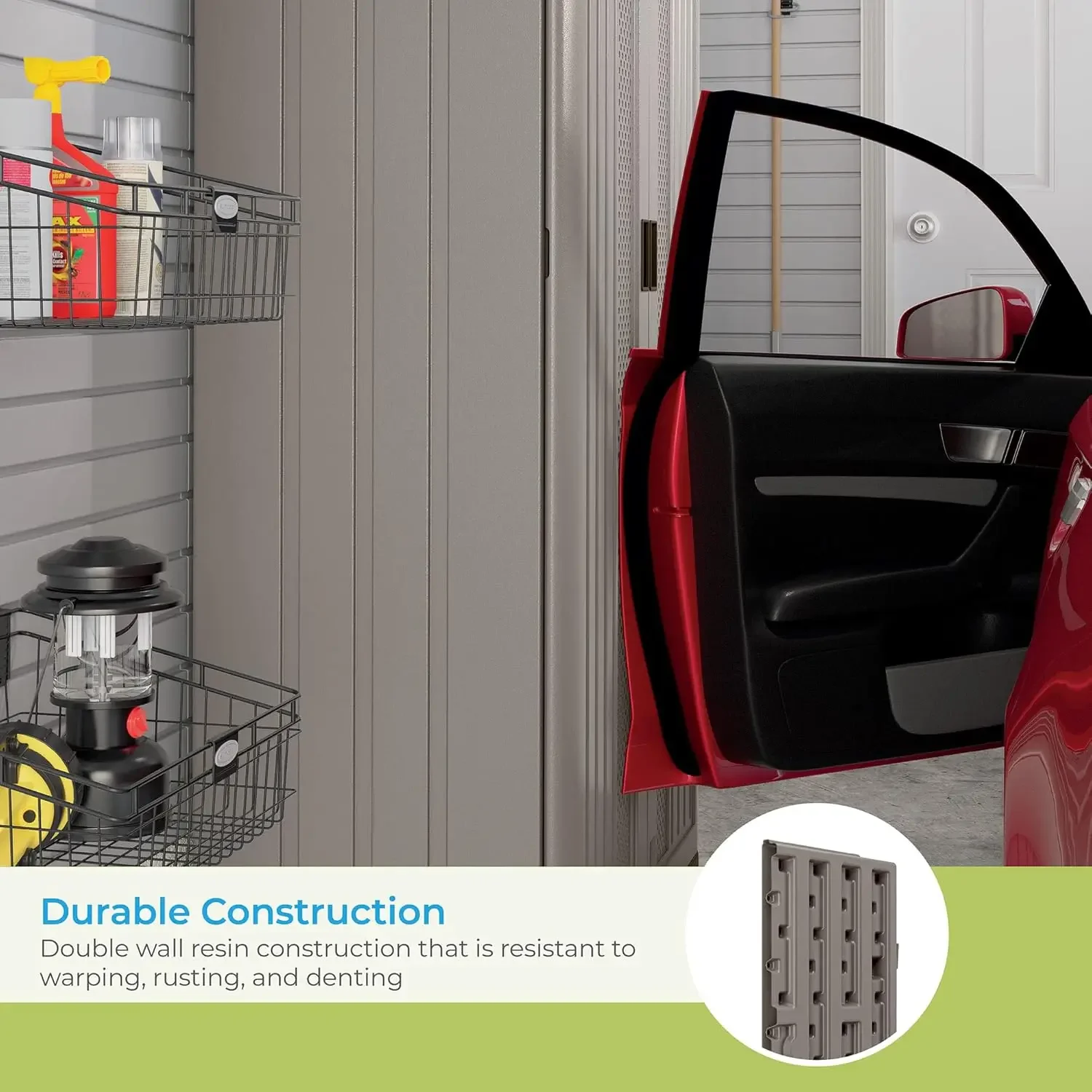 Heavy Duty Base Construction Storage Garage Organizer with Metal Reinforced Shelving, Low Maintenance