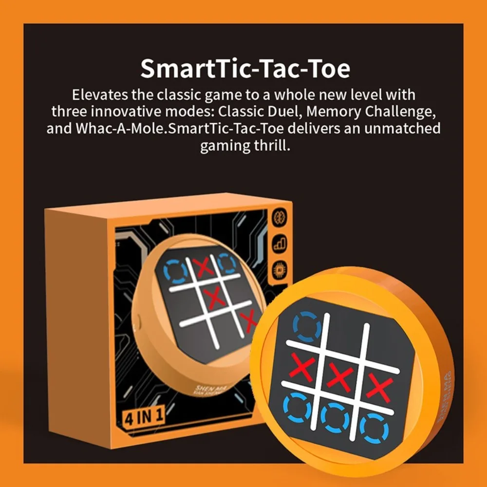 

4-в-1 игра Tic Tac Toe, портативная электронная доска Монтессори для роста памяти, обучающая настольная игра для мышления, шахматная игра