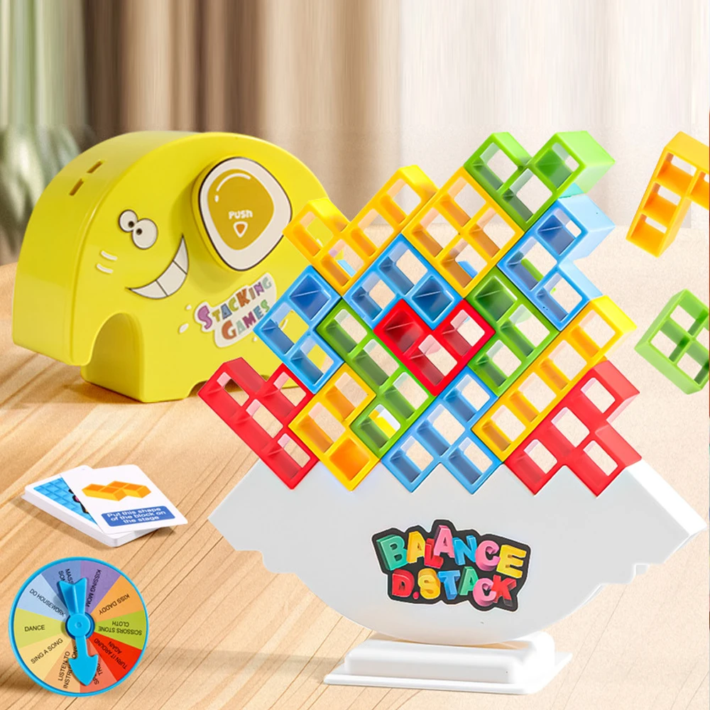 

64 шт. Tetra Tower Fun Balance штабелируемые строительные блоки, настольная игра для детей, взрослых, друзей, команда, общежитие, семейная ночная вечеринка, игра в подарок