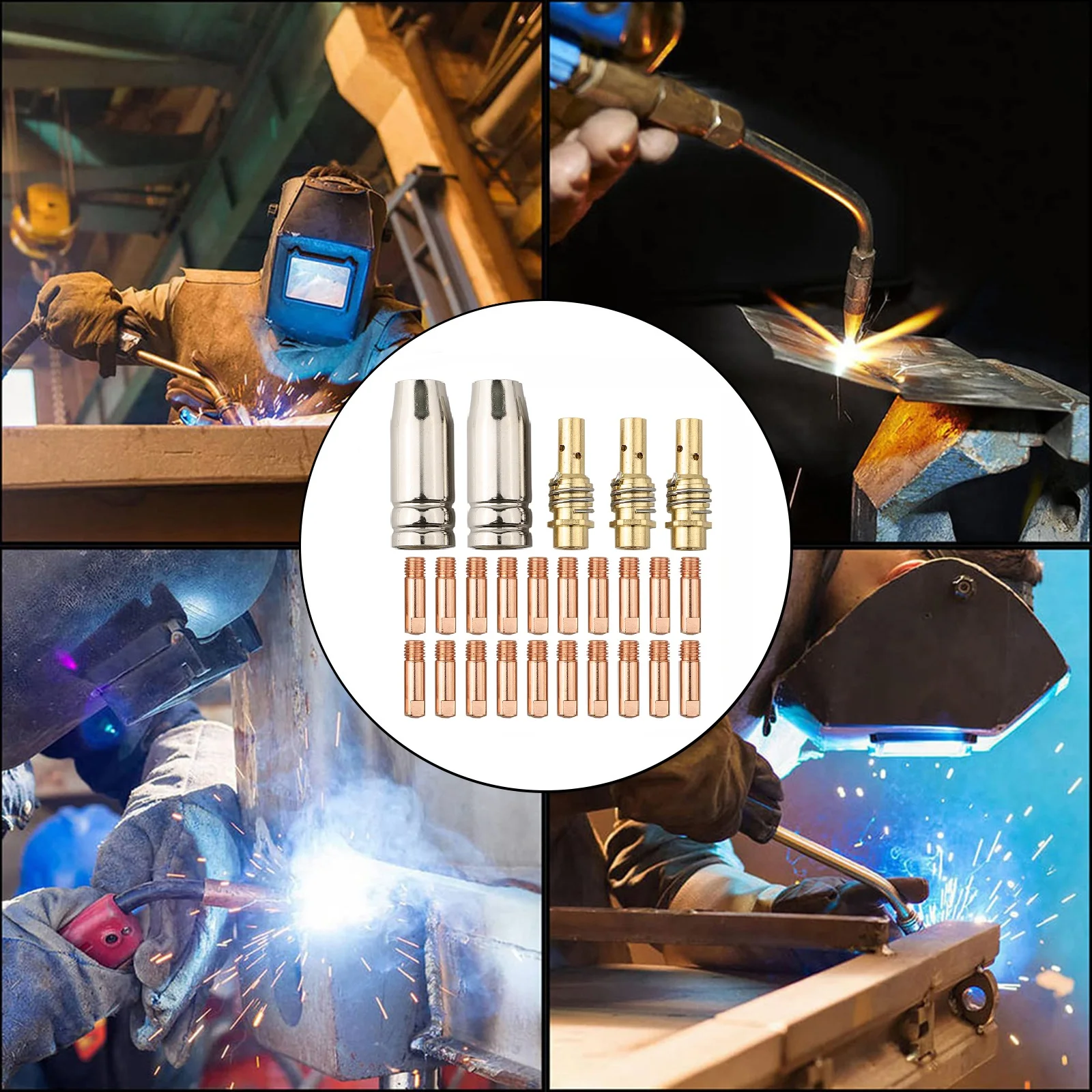 

Diffusers Set Contact Tips Kit MIG Welding As Shown In The Picture 25 Piece Welding Nozzle Kit 0.6mm Contact Tips 2 Nozzles