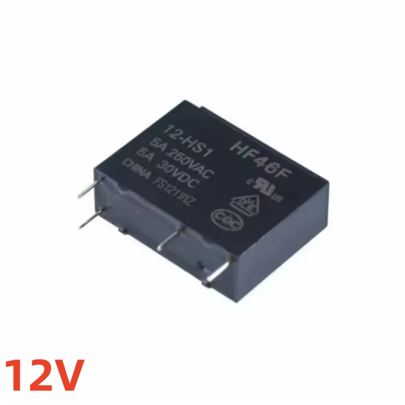 10Pcs/lot 5A 4Pin HF46F-5-HS1 HF46F-12-HS1 HF46F-24-HS1 Power Relay A Normally Open 5 V 12 V 24 V DC 5A 250VAC Relays 100% New