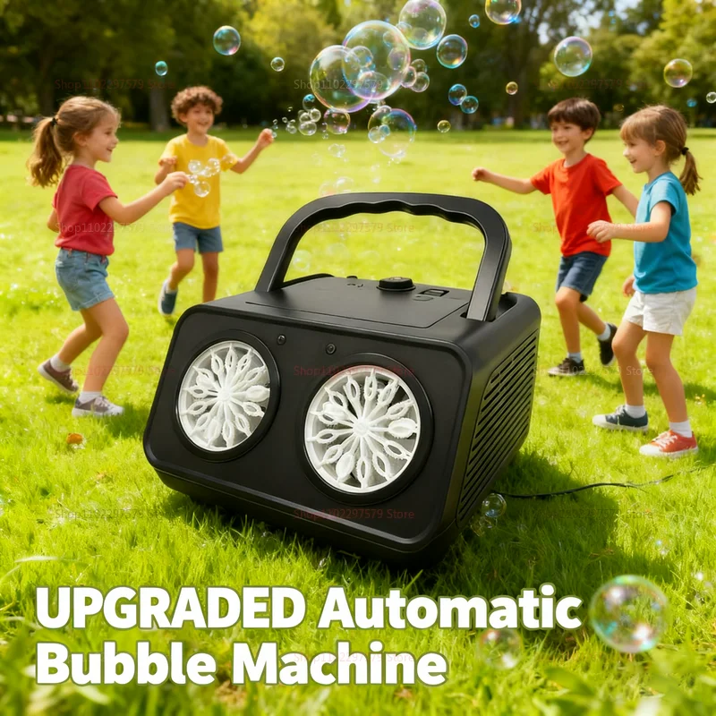 Upgrade Automatic Bubble Machine with 2 Fans 50000+ Bubbles Per Minute Portable Bubble Maker Kids Outdoor Indoor Party Toy Gifts