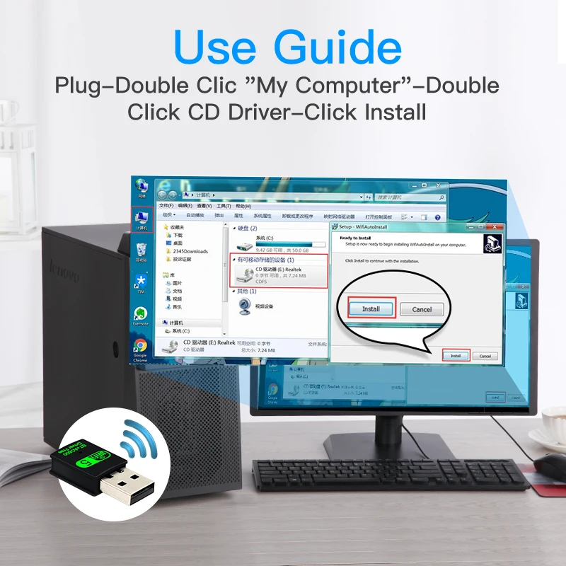 USB WiFi Bluetooth 600 адаптер 2 в 1, 5,0 Мбит/с, 2,4 ГГц и 5 ГГц