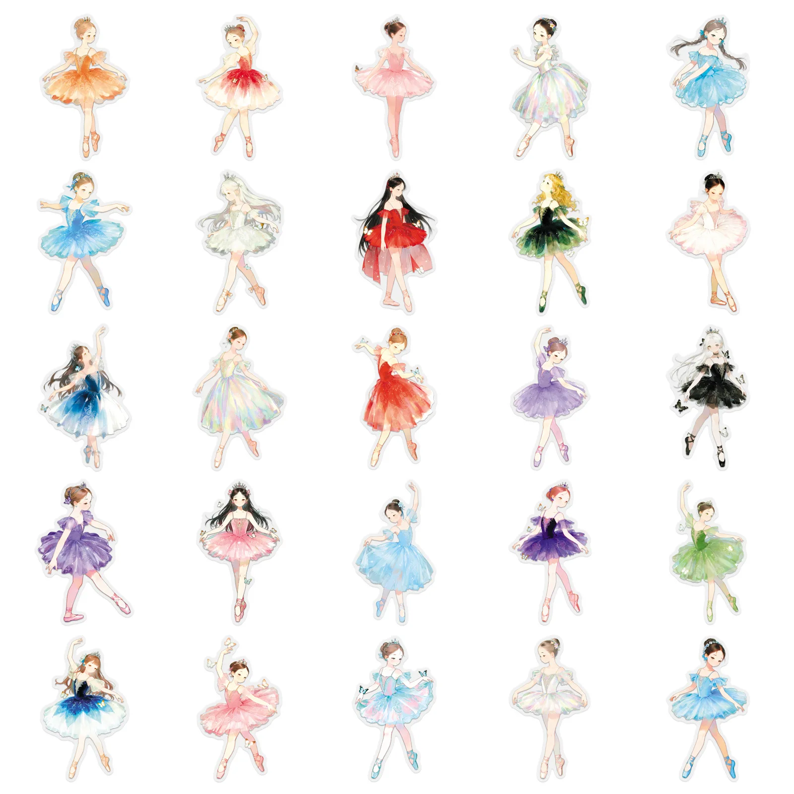 50 pezzi ballerina ragazza cartone animato adesivi ragazza carina decorazione trasparente giocattoli fai da te laptop chitarra auto bici skateboard graffiti decalcomania