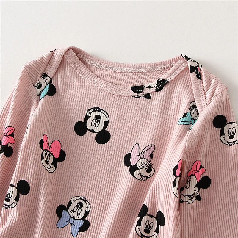 2024 New Baby Sets for Spring Autumn Minnie Mouse Printed Bodysuit + Pant 2Pcs Newborn Infant Clothing