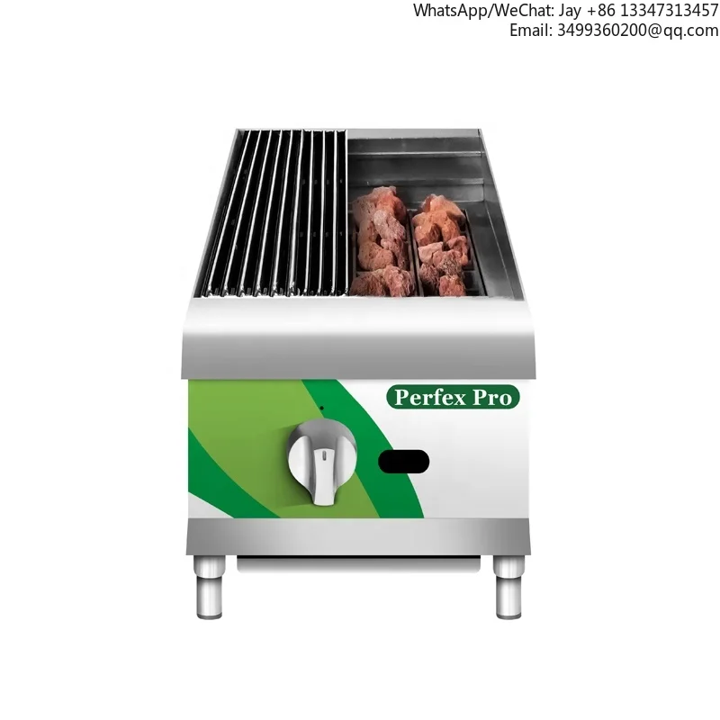 

Perfex Gas Charbroiler Commercial Lava Rock Stone Bbq Grills 2 Burner American Gas Cooker Machine BTU 35,000 Burner