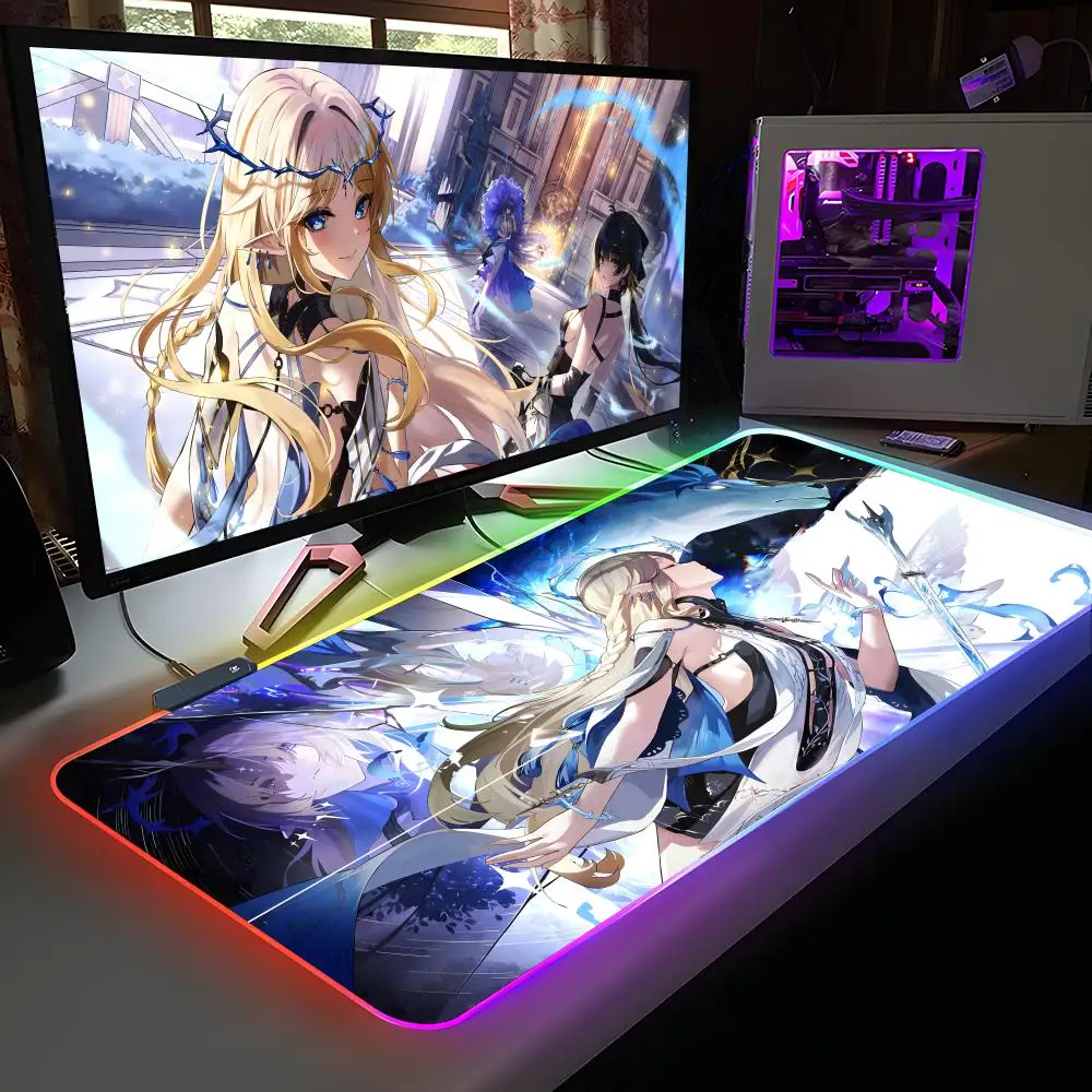 

Wuthering Waves Cartethyia Коврик для мыши RGB Резиновый Компьютер Ноутбук Официальная игра Цветные киберспортивные Эстетический модный роскошный коврик