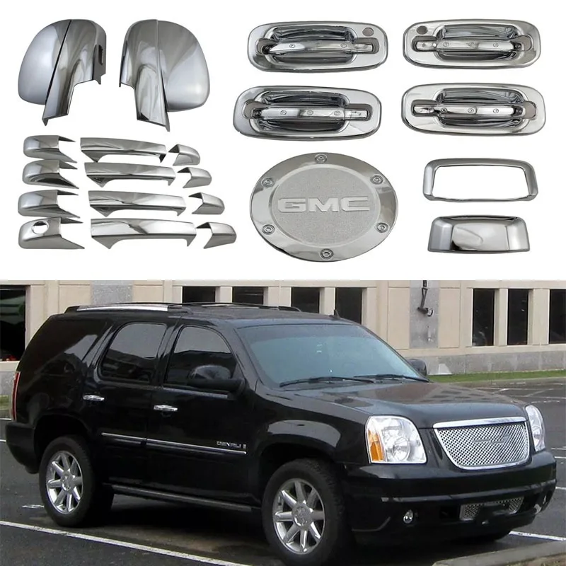 Rearview Mirror Cover Door Handle Bowl Exterior Trim Kit Compatible with 2007-2011 Yukon SUV Decoration Accessories