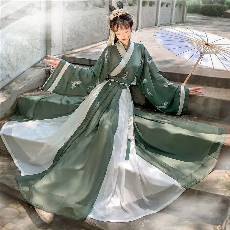 

Traditional Women Embroidery Hanfu Dress Ancient Chinese Style Stage Costume Beautiful Dance Hanfu Originale Princess Outfits