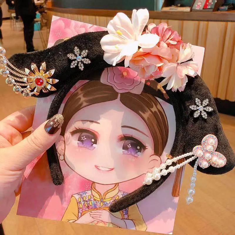 New Year Chinese Wind Flower Flow Sugge Hair Accessories Birthday Headband Tang Suit Parent-Child Headband Children'S Gift