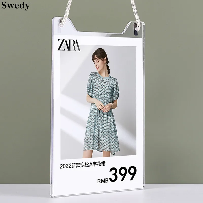 A4 Hanging Sign Holder Memo Message Sign Board Hanging Poster Paper Holder Sale Price Tags Clothing Poster Frame