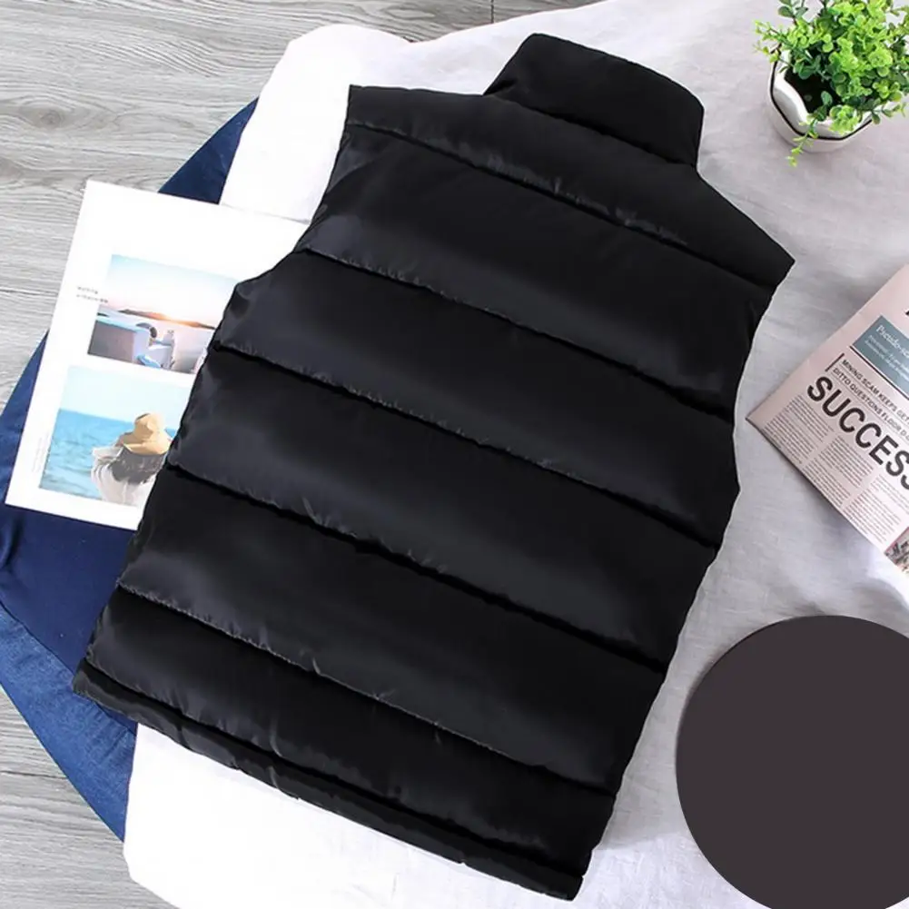 

Men Fall Waistcoat Men's Stand Collar Sleeveless Down Vest with Zipper Closure Pockets Warm Comfortable Waistcoat for Winter