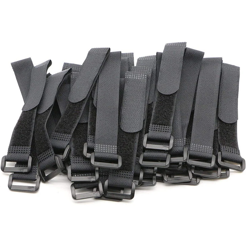 5pcs Nylon Reverse Buckle Magics Hook Loop Fastener Cable Ties Strap Sticky Line Finishing Black 2cm width