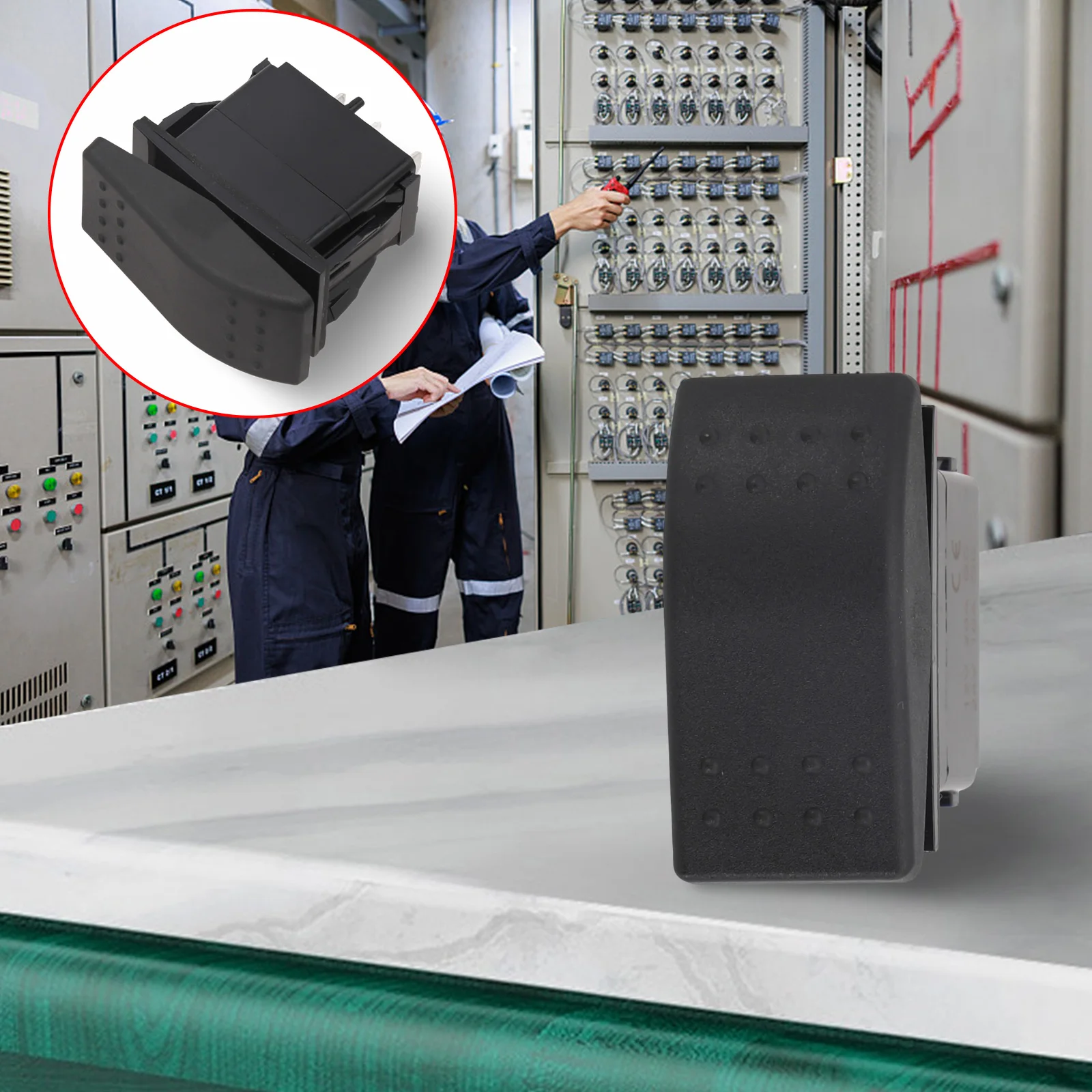 20A SPDT Rocker Switch 12V 24V DC On-Off-On Momentary Action Sealed Switch for Construction Machinery and Factory Equipment