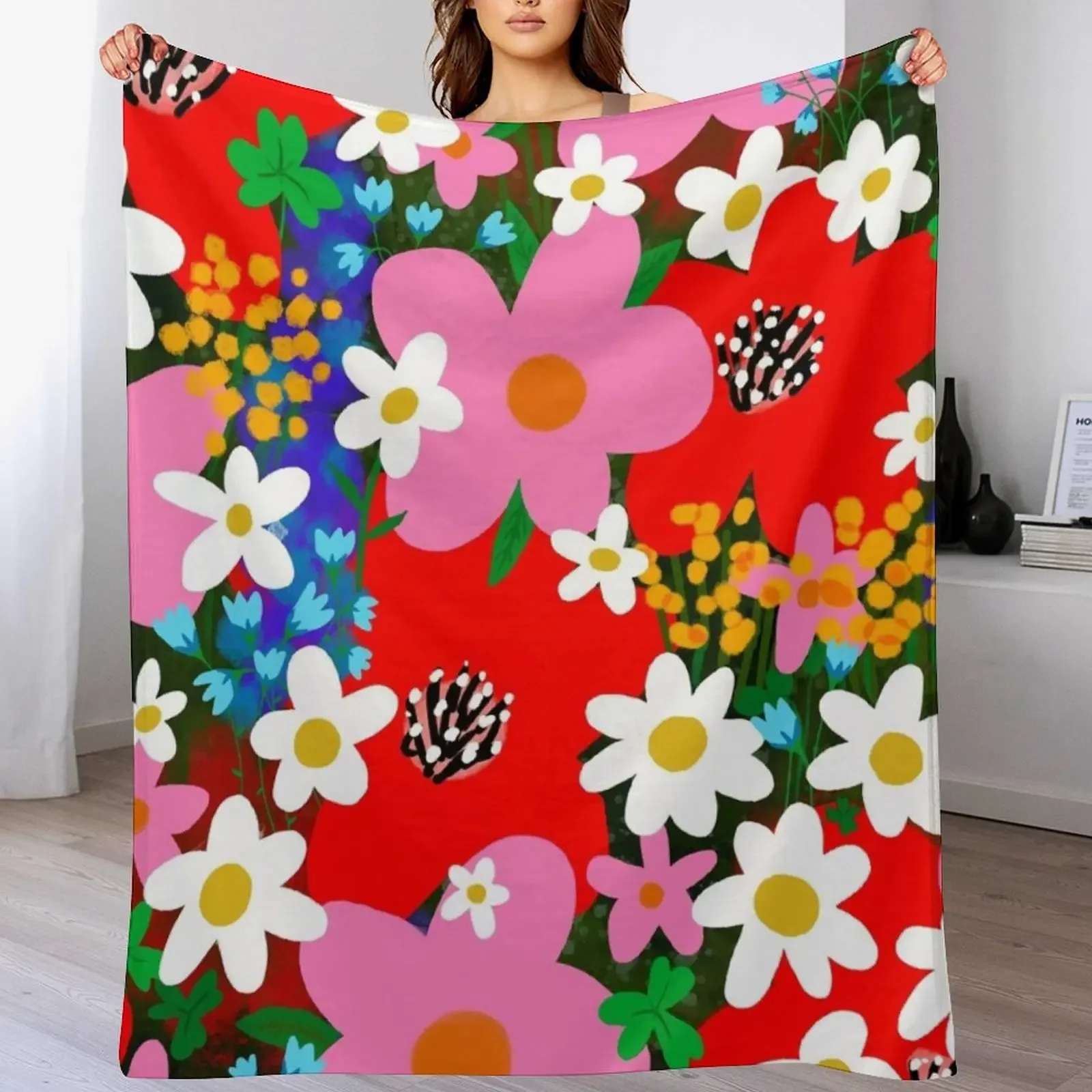 

Flower Power! Throw Blanket Plush Fuzzy Cozy Blanket for Couch Sofa