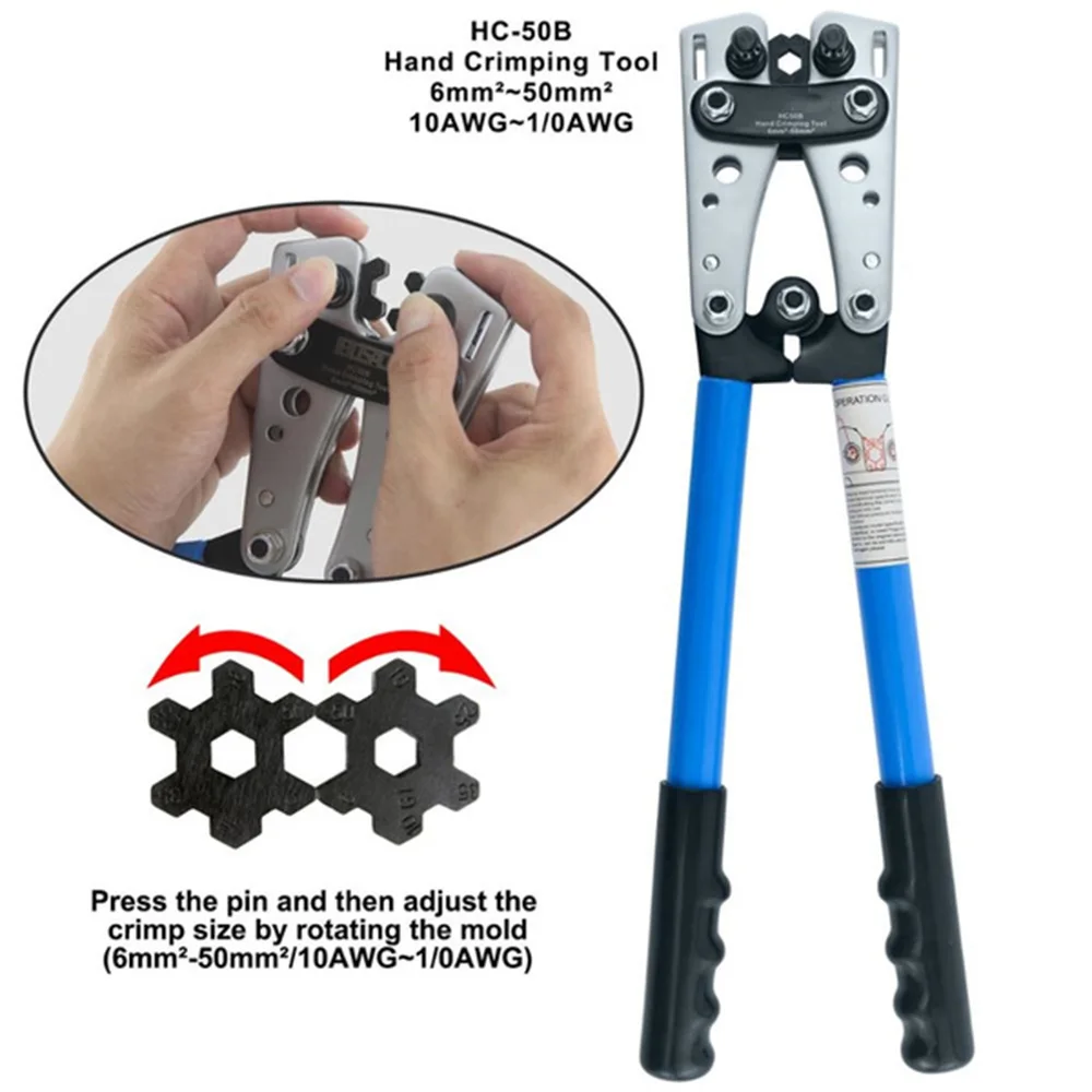 HX-50B COBRE Tubo Terminal Crimpagem Ferramenta, Terminal Crimpagem Ferramenta, Cabo Lug Crimper, Terminal Cu/Al