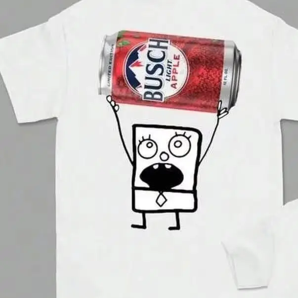 T Print ,Graphic-Cotton Tees Size Plus, Cartoon Short Sleeve, COCOC 2025 New Summer Loose Pattern Round Neck Shirt,Busch Light  100% Cotton Trendy Y2K Short-Sleeve Tee-Soft, Quick-Drying, Moisture-Wicking, Great Gift for Christmas or Halloween.